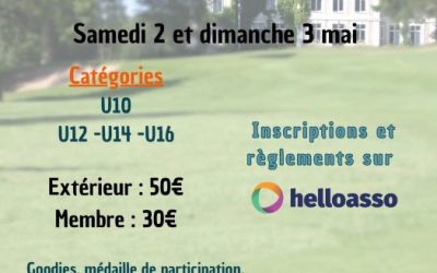 1ère édition de son Grand Prix Jeunes au Golf de Touraine les 2 et 3 mai prochains, lien d&rsquo;inscription.